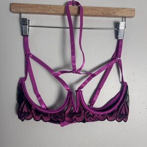 Fashion Nova Pink and Black Strappy Bra
